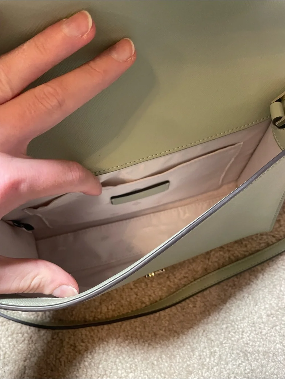 kate spade Pale Mint Leather Crossbody Bag with Gold Logo